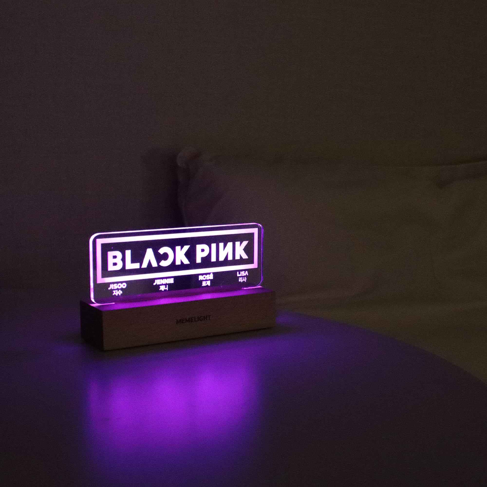 Photo 1 of MEMELIGHT Black.Pink Night Light, Kpop Merchandise, Korean Idol Lamp for Blink, 7RGB Color, Dimmer, 8.3 x 4.2 x 1.7
