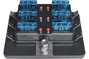 MGI SpeedWare LED Fuse Box with Blown Circuit Indicator Lights, Standard ATO/ATC Blade Fuses (6 Way)