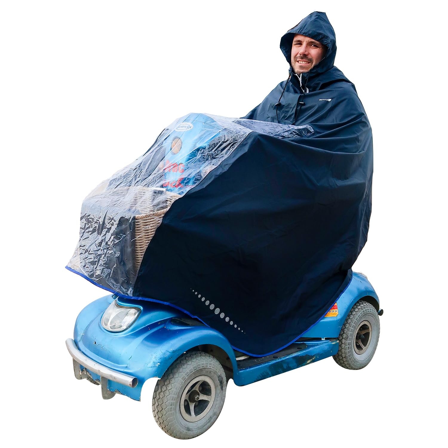 GOTITA - Waterproof Poncho for Electric Wheelchair/Scooter – Raincoat for Electric Wheelchair – Italian Design – Electric/Scooter Size XL (Navy Blue)