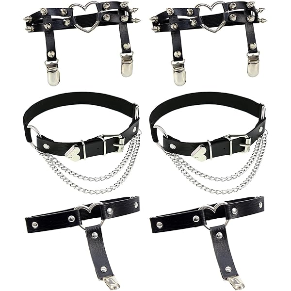 Amazon.com: Eigso Spikes Rivet Leather Garters Leg Ring Gothic Rave Thigh  Garter Harness for Women and Men Adjustable : Clothing, Shoes & Jewelry