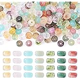 Boutigem 140Pcs Flat Round Acrylic Beads Transparent Two Tone Flat Rondelle Disc Spacer Beads Plastic Loose Spacer Lentil Bead 7x4mm for DIY Crafts Earring Bracelet Necklace Jewelry Making