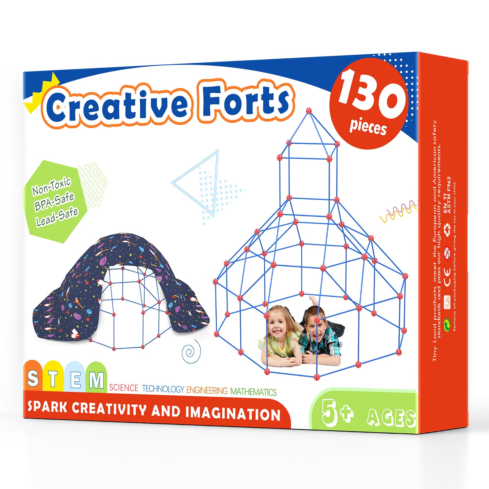 Photo 1 of Tiny Land Fort Building Kit Creative Fort Indoor Outdoor for 5,6,7,8 Years Old Boys and Girls STEM Building Toys with Storage Bag DIY Castles Tunnels with 86 Rods and 44 Balls