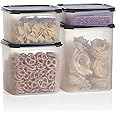 Tupperware Brand Modular Mates Squares Set - 4 Dry Food Storage Containers with Lids (5 Cup, 11 Cup, 17 Cup & 23 Cup Sizes) - Airtight, Dishwasher Safe & BPA Free