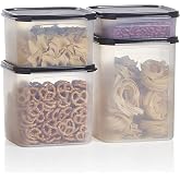 Tupperware Brand Modular Mates Squares Set - 4 Dry Food Storage Containers with Lids (5 Cup, 11 Cup, 17 Cup &amp; 23 Cup Sizes) - Airtight, Dishwasher Safe &amp; BPA Free