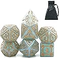cusdie 7 Pcs 25mm Giant DND Dice with Dragon Eye Dice Bag, Polyhedral Dice Set, D&D Dice for Dungeons and Dragons Pathfinder RPG MTG (Gray Green)