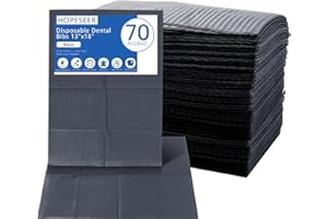 HOPESEER 4-Ply Dental Bibs Disposable, 70 Pack Absorbent Nail Paper Towel 13"x18", Non-Tear Tattoo Supplies Bibs for Dentist, Nail Techs, Tattoo Parlor, Makeup Artist (Black)