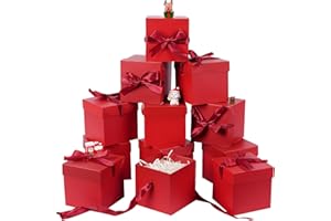 Elephant-package 12Pack Small Gift Boxes with Lids, Red Gift Boxes with Ribbon for Christmas, Valentine’s day, Present Packing, Party Favor, Candle Boxes, Treat Boxes, Wedding.