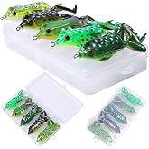 Lumista Frog Lures for Bass Fishing,Topwater Fishing Lures,TopWater Frog Lure Soft Swimbaits with Weedless Fishing Lures for Bass Trout Pike Snakehead,5pcs with Box