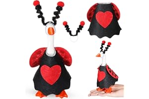 AmazingSpark 1 Set Valentine's Day Mini Desk Goose Outfit 7 Inch Magnetic Goose Statue Key Holder Romantic Valentine Clothes for Magnetic Duck Statue Table Desk Key Holder Decor(Red and Black,Ladybug)