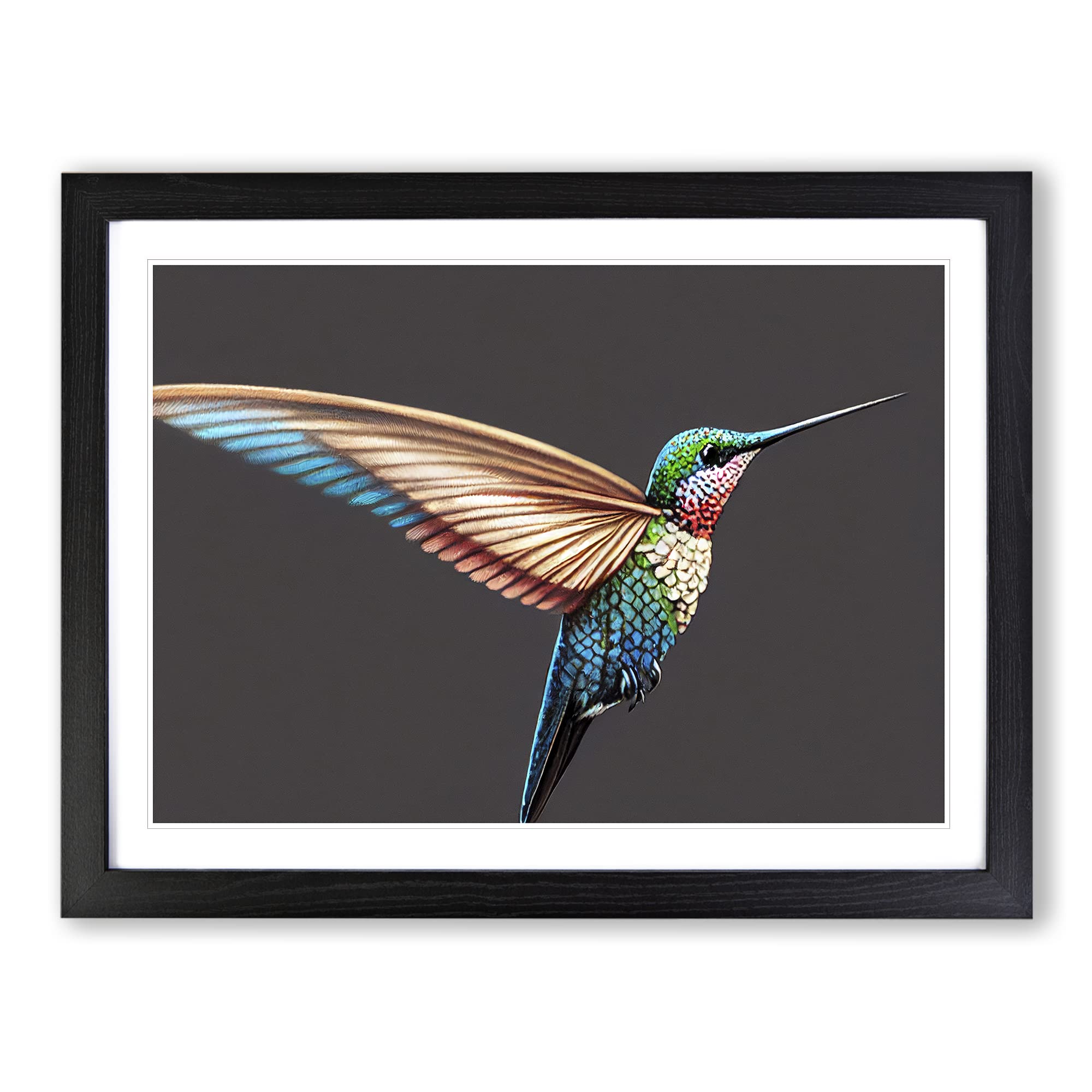 Seductive Hummingbird Framed Print | A3 Black Framed Wall Art | Ready to Hang | Modern Nature Picture | Living Room Bedroom Lounge Office