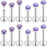 Xnsjeyy 16G Internal Thread Flat Back Earrings Nose Studs 316L Surgical Steel Medusa Labret Monroe Lip Ring Tragus Forward Helix Conch Cartilage Lobe Earrings Stud Piercing Jewelry For Women Men Opal