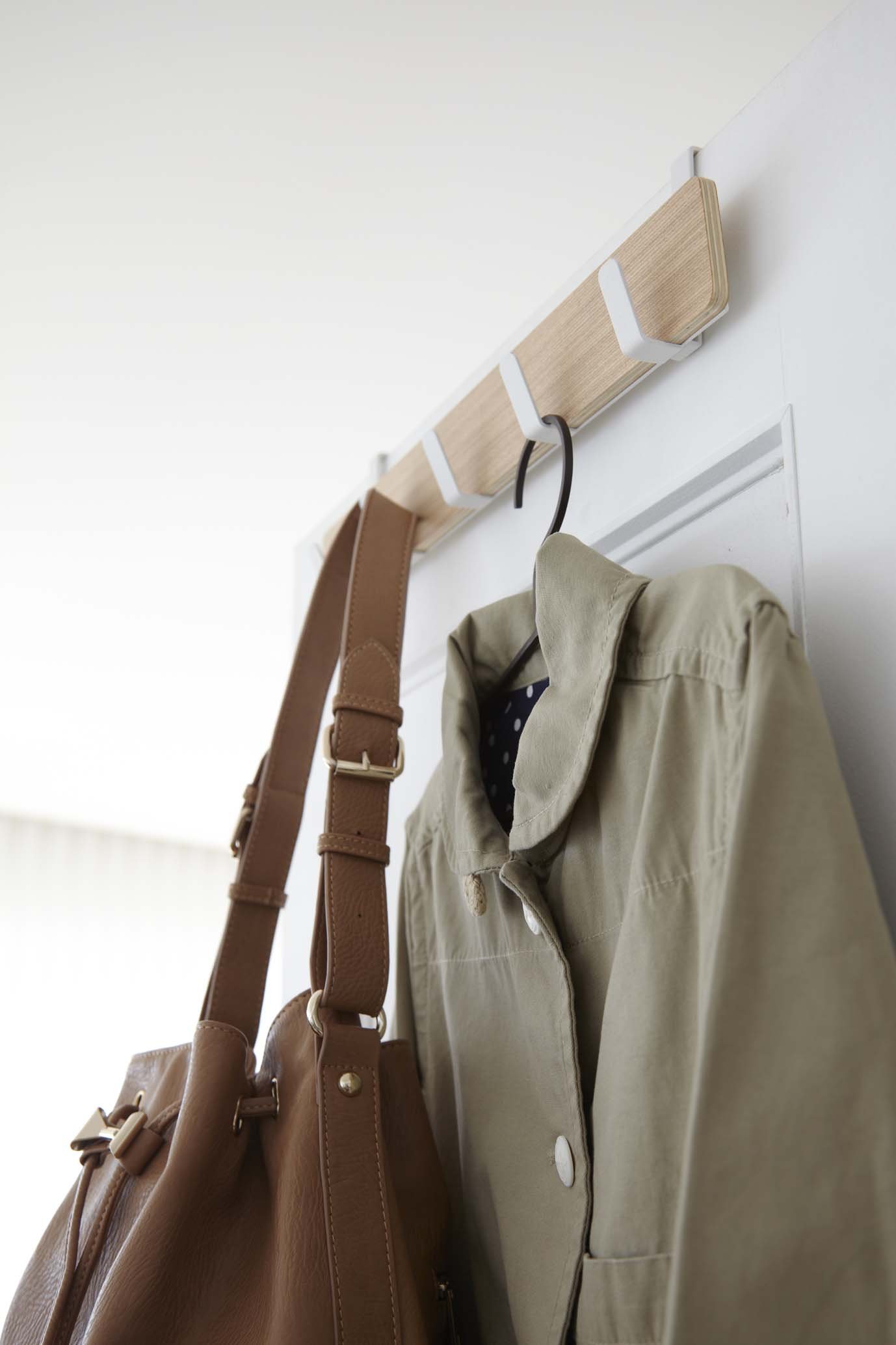 Yamazaki Home Ply Over The Door Hooks - Hanging Coat Rack, Beige, Small