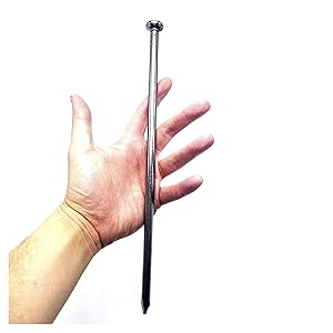 Heavy Duty (25 Count) - Round Metal Landscape & Paver Edging Anchoring Stake, 12-Inch length - Bright Spike Timber Nail, Tent Spikes, Camping, Trapping, Landscape, & More - Approximately 25 Nails