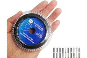 MILEPETUS 10LB-200LB Fishing line Wire Leader Vinyl Coated Stainless Steel Trace Lures Leader Wire 10 Meter,with 20pcs Crimps Sleeves,Black & Silver Select