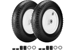 ALEDARAS 4.80/4.00-8" Air Filled Wheelbarrow Tire,Heavy-Duty Replacement Tire and Inner Tube Set with 3/4 & 5/8 Wheel Bearing and Spacer Kit included,Tubed Tires Non-Slip for Garden Cart Wagon