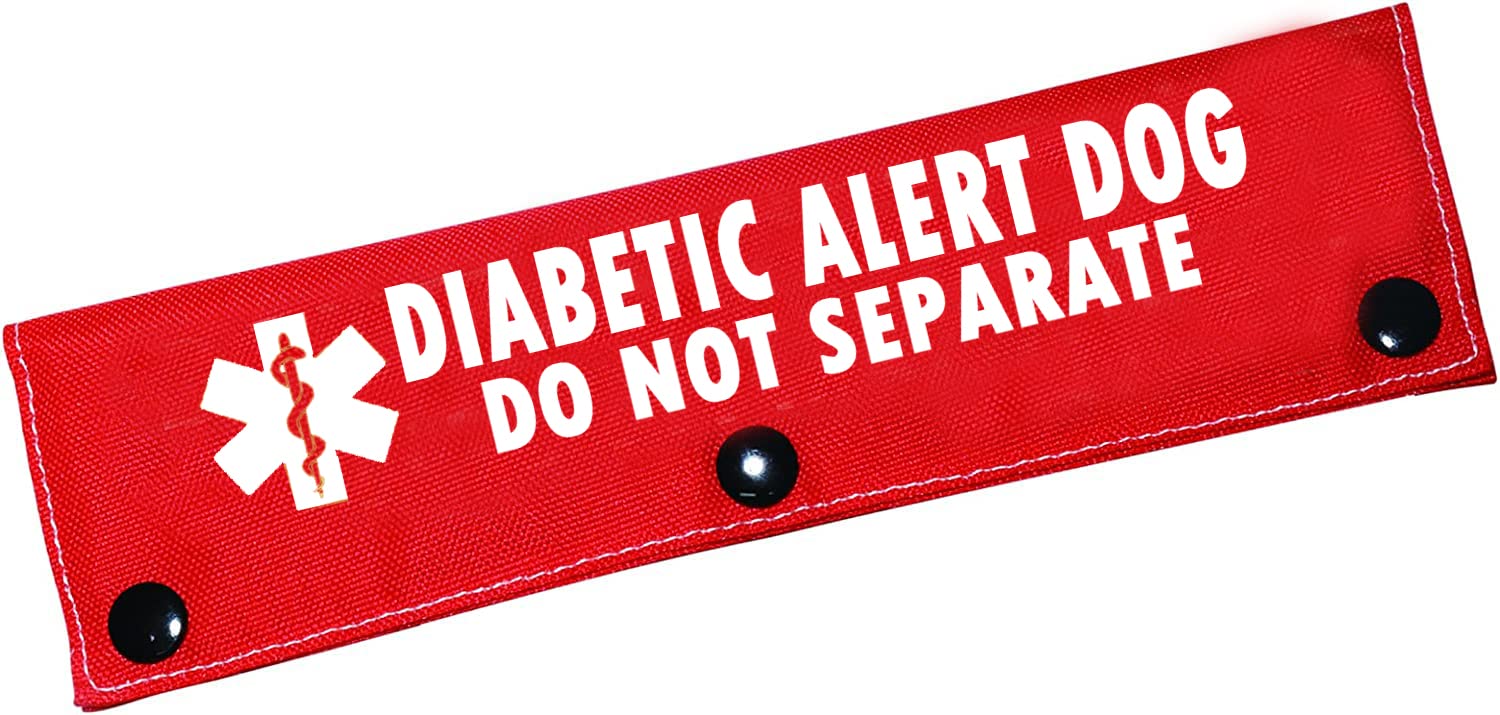 Emergency Medical Alert Dog Leash Sleeve Diabetic Alert Dog Do Not Separate Funny Wrap Alert Hanging ID Patch Tag(Diabetic Alert-Sleeve)