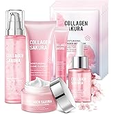Sakura Skin Care Set for Teen Girls, 10-In-1 Travel Skin Care Kits with Collagen, Hydrates & Soothes, Cherry Blossom Skincare Gift Set for Teens & Women, Moisturize & Repair Skin, Daily Skin Care
