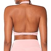 Sunzel Women's Halter Neck Sports Bra, Twist Front Yoga Crop Top with Removable Pads, Open Back V Neck Bra for Gym Workout