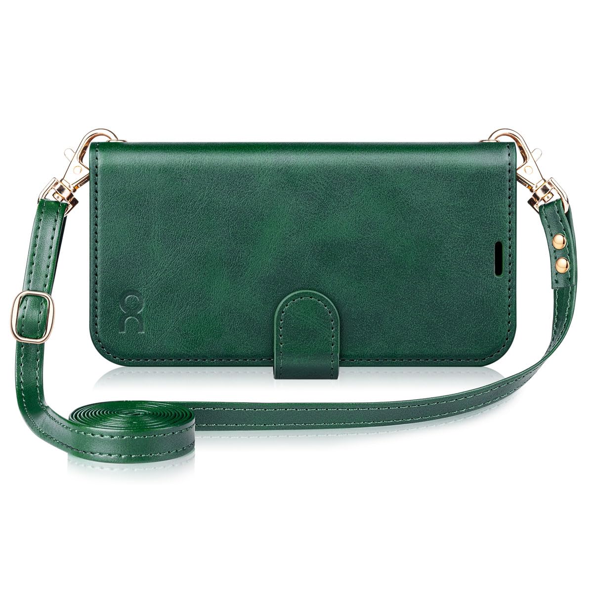 OCASE for iPhone 16 Pro Max Case with Strap, Adjustable and Detachable Crossbody Lanyard PU Leather Wallet Case with RFID Blocking, Card Holders, Kickstand, Shockproof Flip Cover, Dark Green