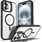YZB for iPhone 11 Phone Case, MagSafe Compatible, Built-in Stand, Black | Camera Lens Protector, Scratch-Resistant Clear Back, Anti-Yellowing, Protective Cover