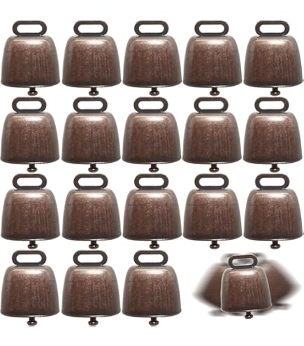 MAHIONG 25 Pack Grazing Copper Bells – Loud Bronze Bells For Cows, Horses, Sheep, Goats, Anti-Lost, Black Finish