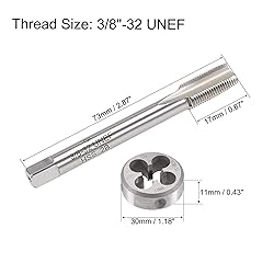 uxcell 3/8"-32 UNEF Tap and Die Set, HSS Machine
