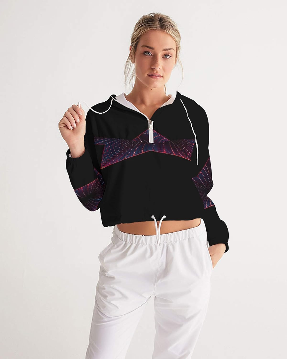 cropped windbreaker hoodie