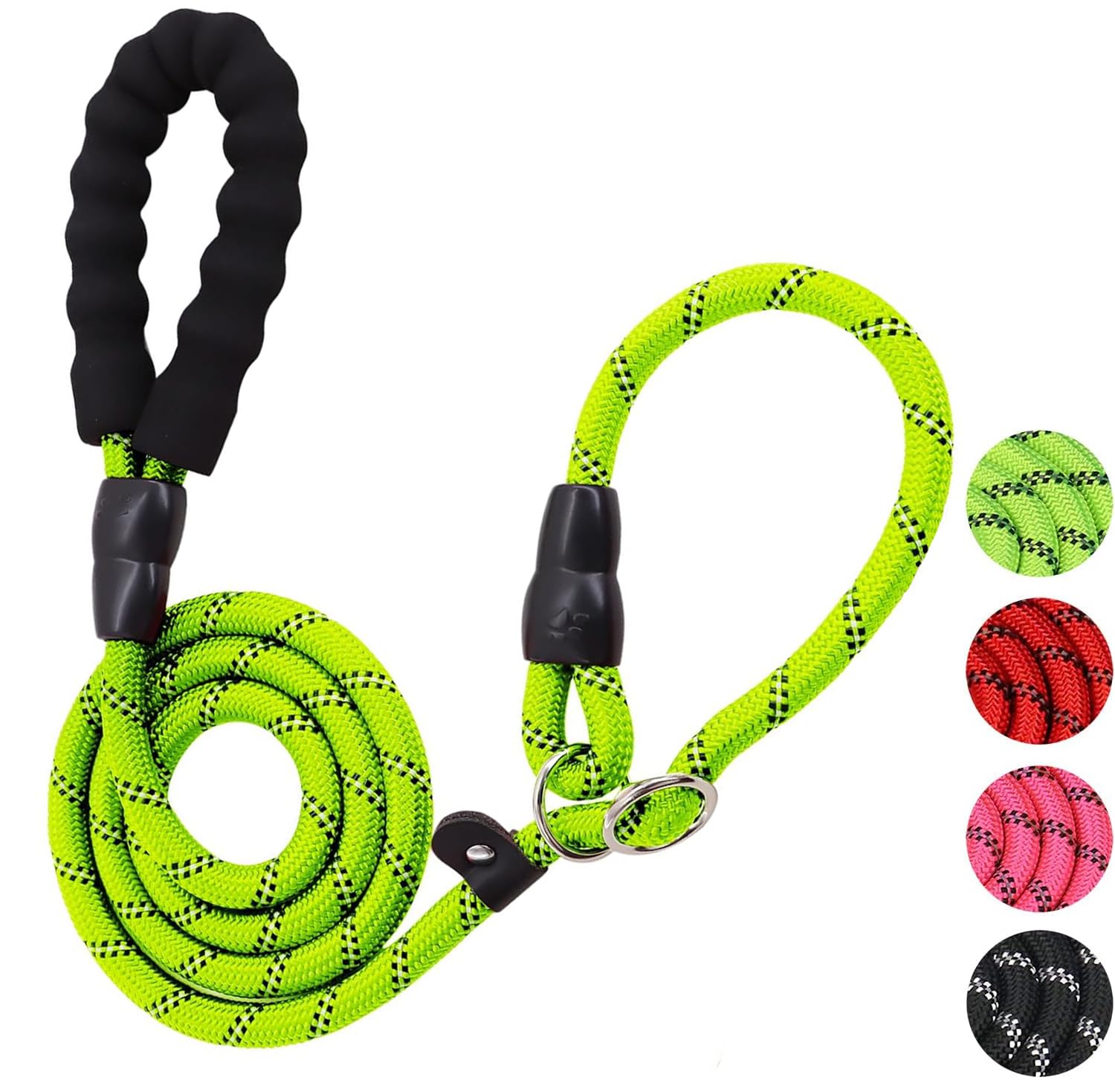 Dog Slip Lead, Training Leads for Dogs, 2m Reflective Slip Leads with Soft Padded Handle, Adjustable Pet Lead Leash for Large Medium Small Dog (green)