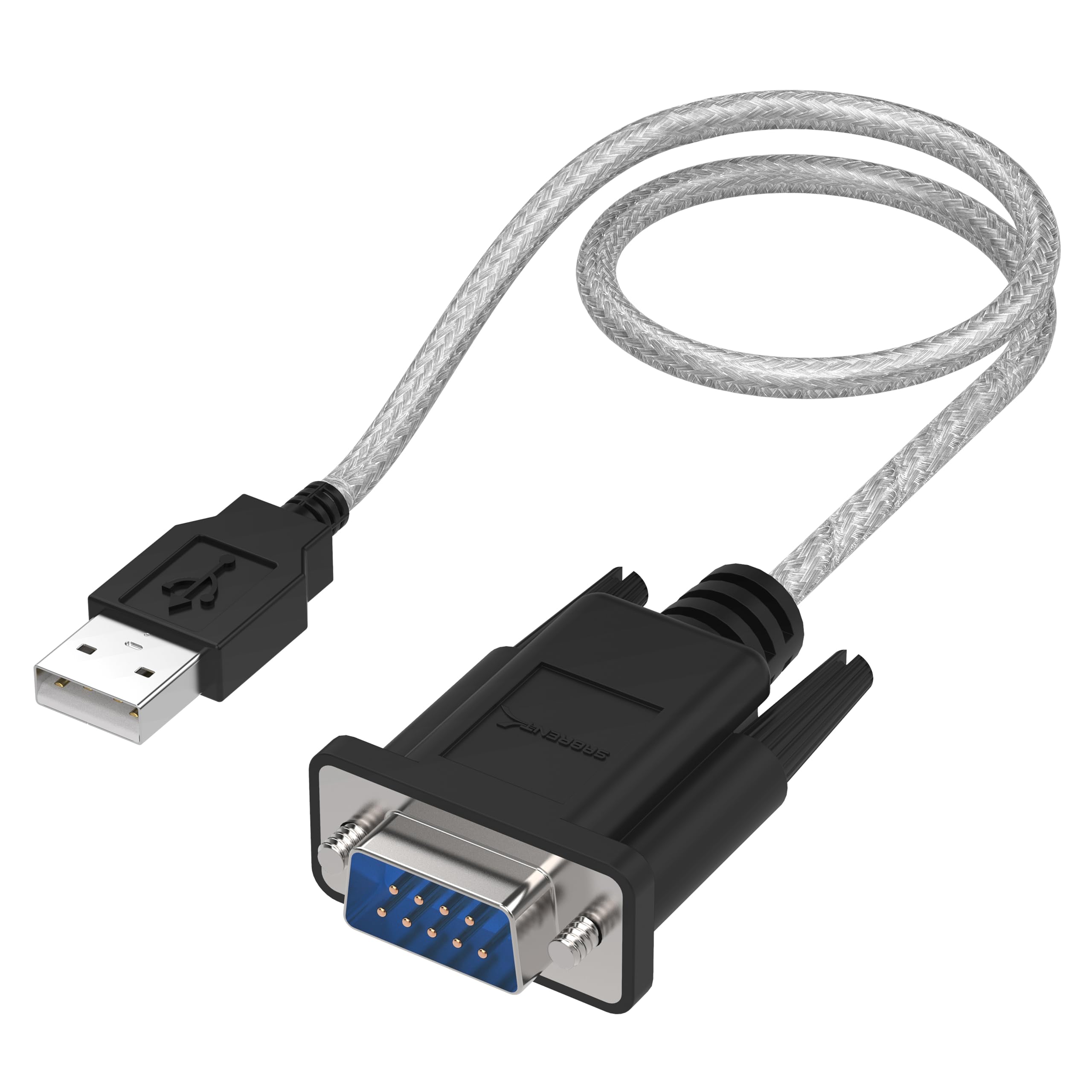 SABRENT USB Serial Cable, USB to RS232 DB9 Converter Cable, compatible with routers, switches, CNC machines, PLCs, printers, surveillance cameras, barcode scanners, ECG machines etc. (SBT-USC1K)