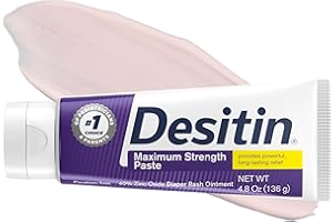 Desitin Maximum Strength Diaper Rash Paste, 40% Zinc Oxide, 4.8 oz | Helps Treat, Relieve & Prevent Diaper Rash, 40% Zinc Oxide, Immediate Relief, Protects up to 12 Hours, Hypoallergenic