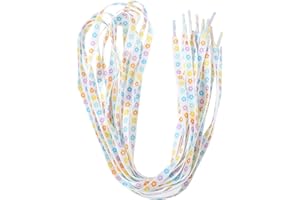 NIYANGLE 4 Pairs Flower Shoelaces Flat Cloth Shoelaces Double Printed for Sneakers Casual 120cm