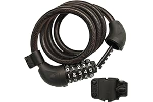 RYANGO Bike Lock, 4 Feet Bicycle Lock, Heavy Duty Anti Theft 5 Digit Combination Lock, Bike Cable Lock with Mounting Bracket, Bicycle Cable Lock for Road Bike Mountain Bike Scooter