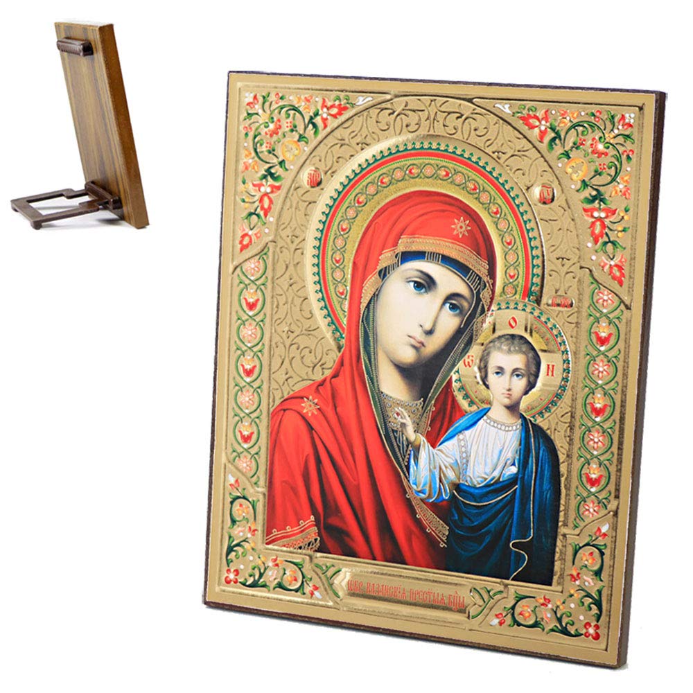 NKlaus Icon Mother of God of Kazan Wood 15x18cm Iconography Orthodox Guiding Art Print 39118