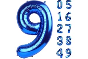 UPGESY Large Foil Navy Blue Number 9 Balloon 40 Inch, Mylar 9th Number 9 Birthday Balloons, 9 19 29 39 59 99 Blue Party Decorations, Giant 9 Engagement Graduations Anniversary Party Supplies