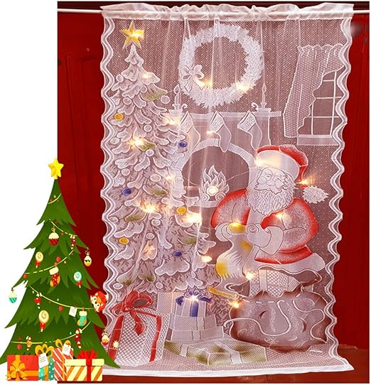Amazon Com Bigpanda Christmas Lace Curtains Led Lights White