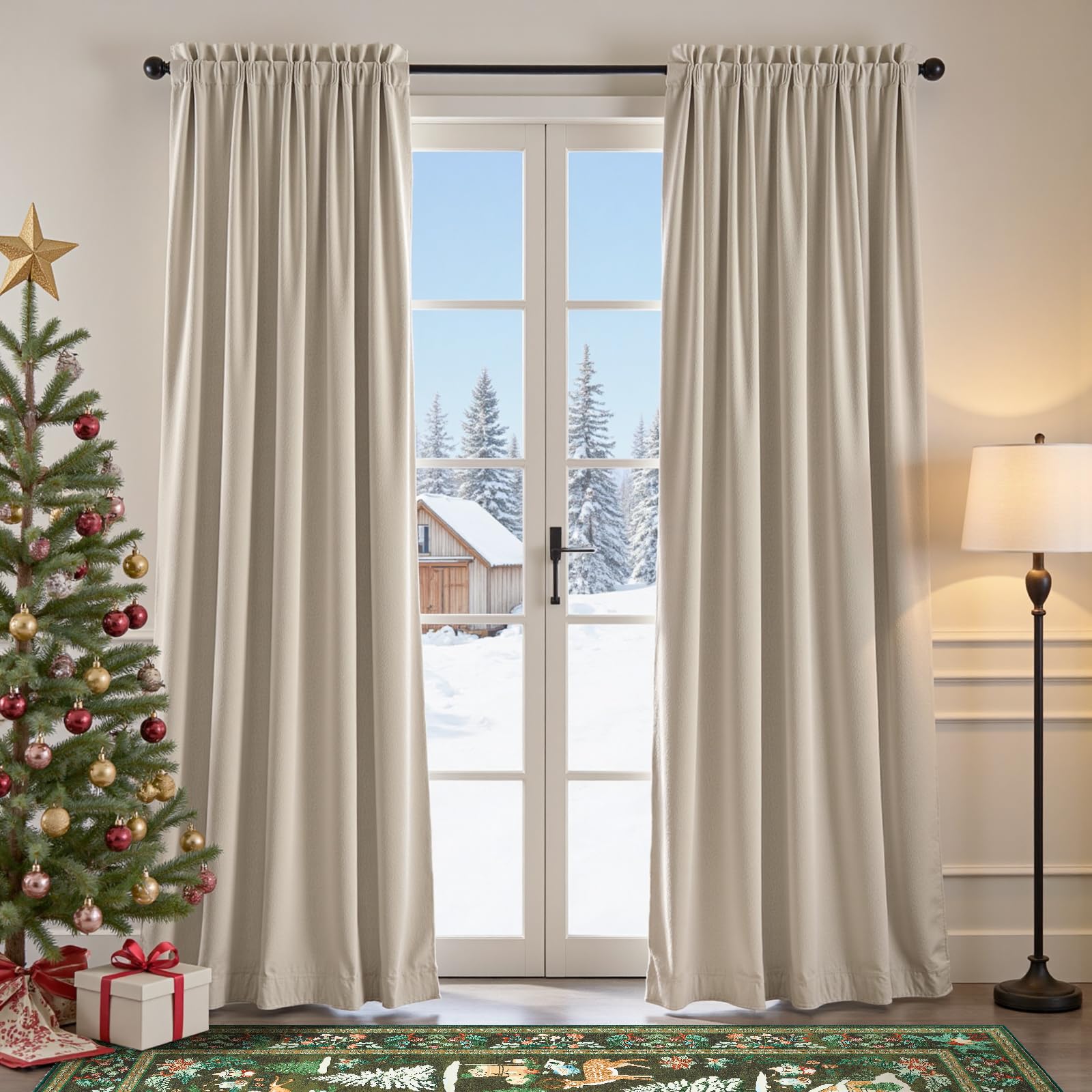 Lazzzy Velvet Blackout Curtains Thermal Insulated Room Window Drapes ...