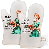 Miracu Funny Oven Mitts for Women, Cute Oven Mitt Set, Fun Kitchen Mittens, Baking Gifts for Women Bakers, Baker Gifts for Mom, Cooking Accessories, Retro Humor Valentines Bday Housewarming Presents