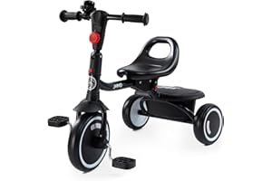 JMMD Toddler Tricycles Age 18 Months-5, Foldable Kids Trike with Removable Storage Basket, Toddler Bike Gift for Boys and Girls, Black