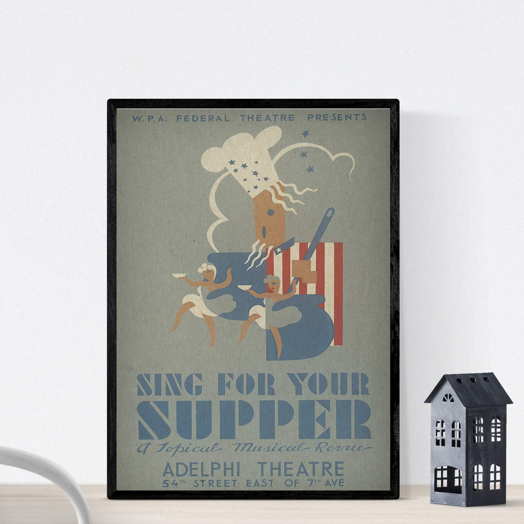 Nacnic Vintage Poster Vintage theater poster Sing for your supper. A4 size