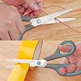 Asdirne Scissors 8" Stainless Steel Blades Soft Grip Handle Blue/Grey view 6