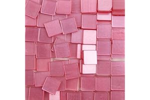 OAKBUD 100pcs/25g Square Resin Glass 1x1 cm Mosaic Tiles for Crafts Glass Mosaic for Jewelry Making (Transparent Pink)