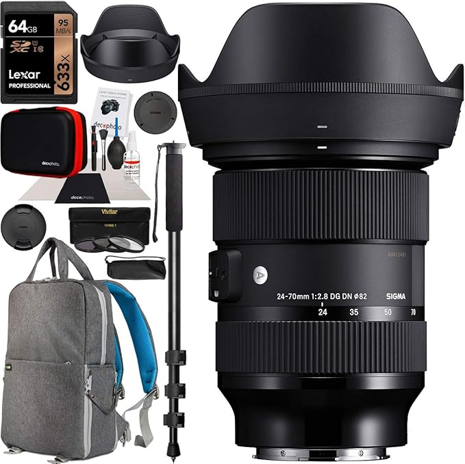 Amazon Com Sigma 24 70mm F2 8 Dg Dn Art Zoom Lens For Leica L Mount Mirrorless Cameras Bundle With Deco Gear Camera Lens Photography Backpack 64gb Memory Card Filter Kit