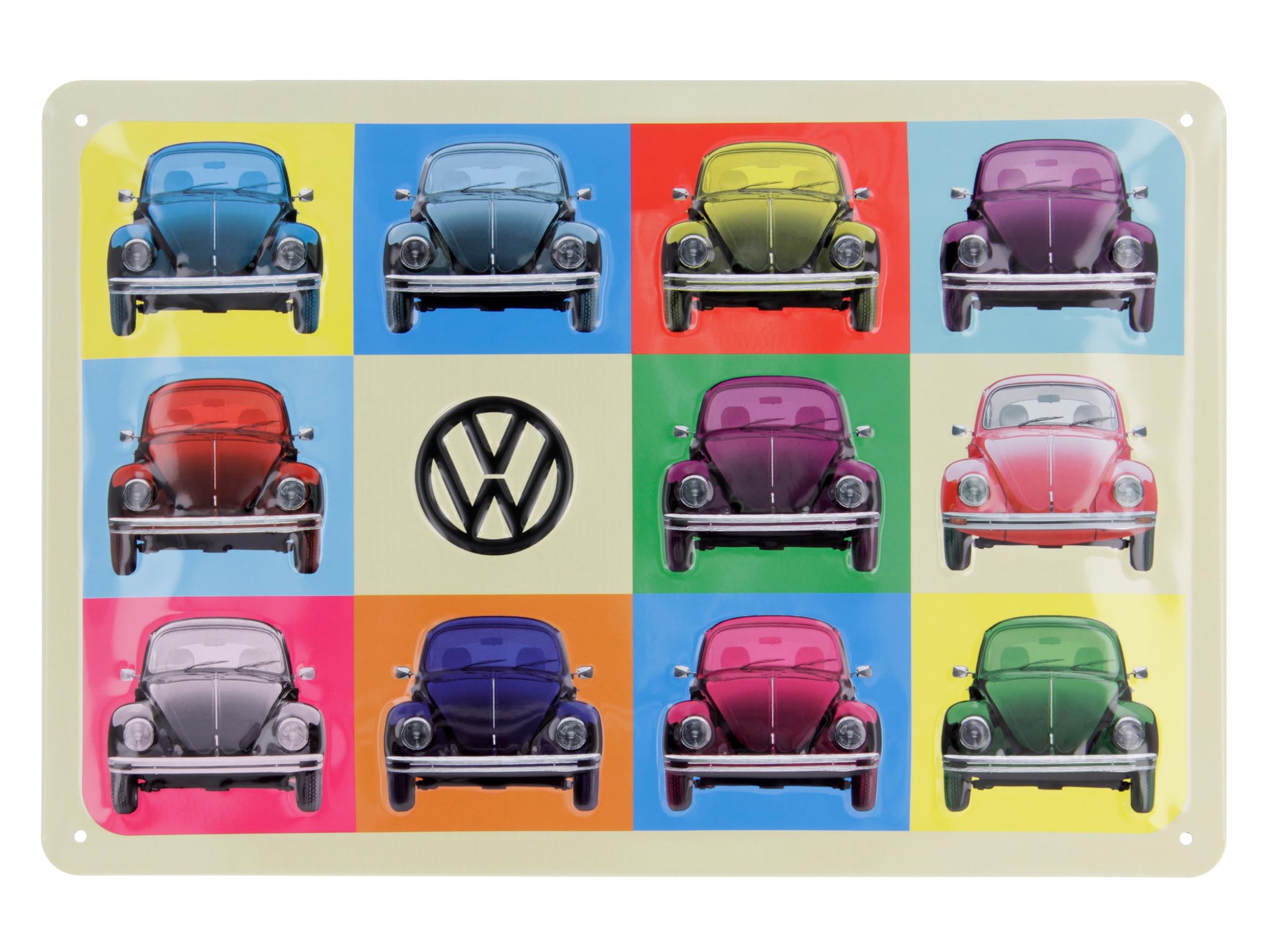 BRISA VW Collection - Volkswagen Retro Tin Sign Vintage Decoration made of Metal in Beetle Bug Design (Multicolor)
