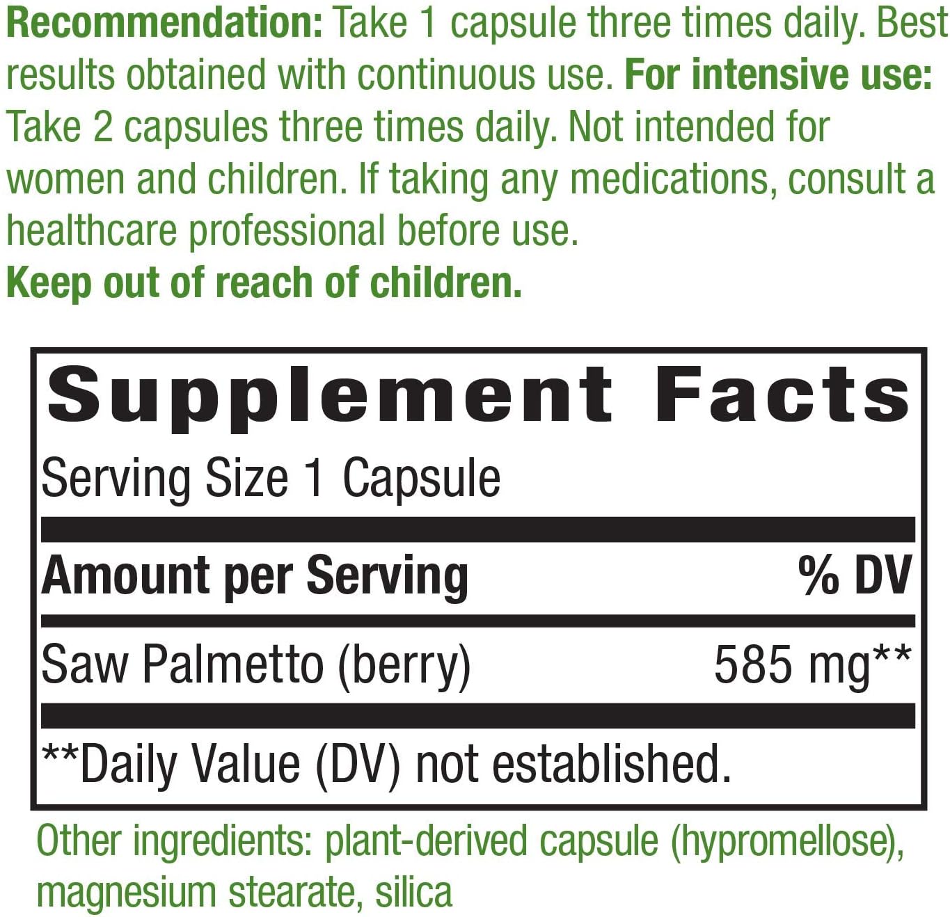 Nature's Way Saw Palmetto Berries; 585 mg; Non-GMO Project Verified; TRU-ID Certified; 180 Capsules: Health & Personal Care