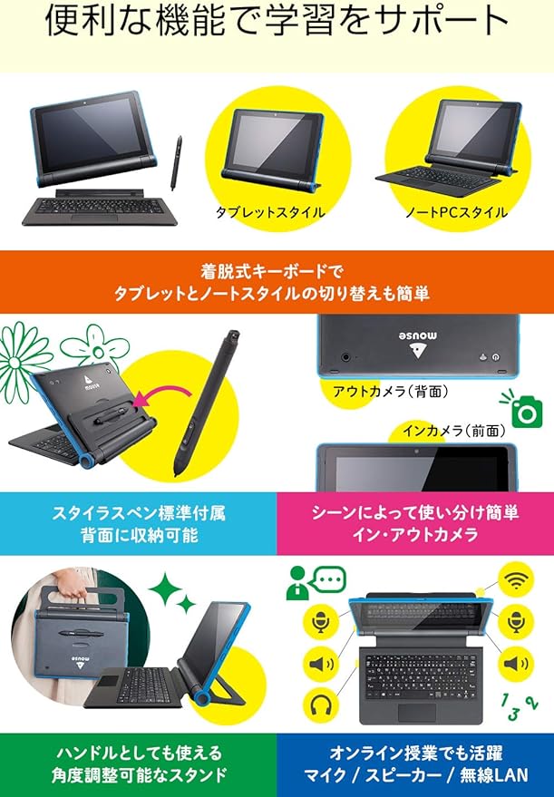 Amazon Co Jp マウスコンピューター E10 マインクラフトバンドルパッケージ スタディパソコン 10 1型タブレットpc 2in1 落下耐性 防塵 防滴 スタイラスペン付 Win10 Pro Celeron N4100 4gb 64gb Emmc Wps Me10cel1101 パソコン 周辺機器