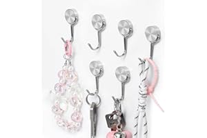 TRYMAG Strong Magnetic Hooks, 28LBS Heavy Duty Swivel Magnet Hooks for Cruise Cabins, 6 Pack Neodymium Magnets with Swivel Hooks for Hanging, Locker, Magnetic Metal Hanger for Fridge, Storage, Toolbox