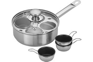 Demeyere Resto 18/10 Stainless Steel Stovetop Egg Poacher Set, 4 Removable Cups, Induction Compatible, Dishwasher Safe