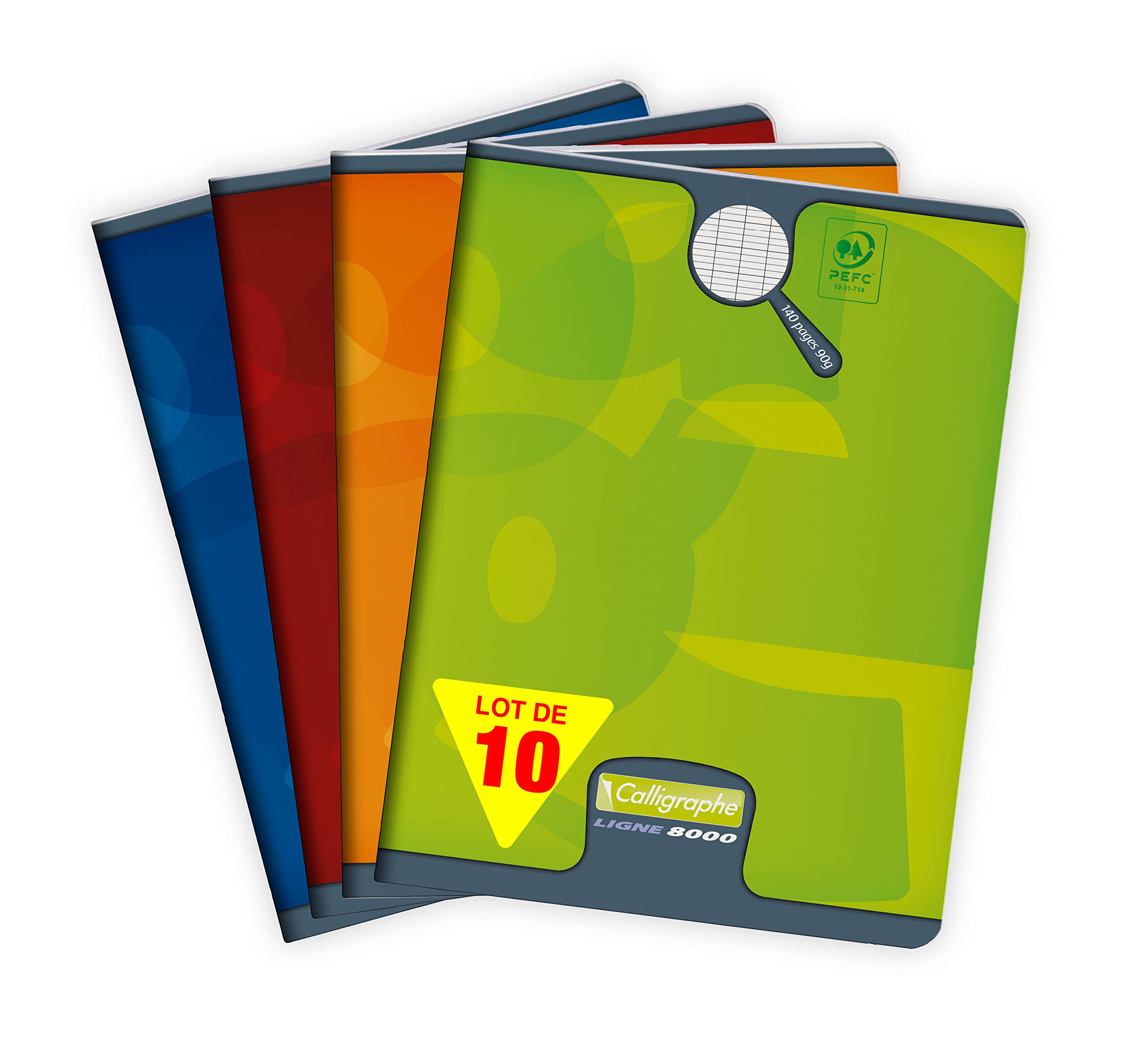 Calligraphe 108728C Set of 10 Stapled Notebooks (a Clairefontaine Brand) - 17x22 cm - 140 Seyes Ruled Pages - 90 g White Paper - Laminated - Random Colours