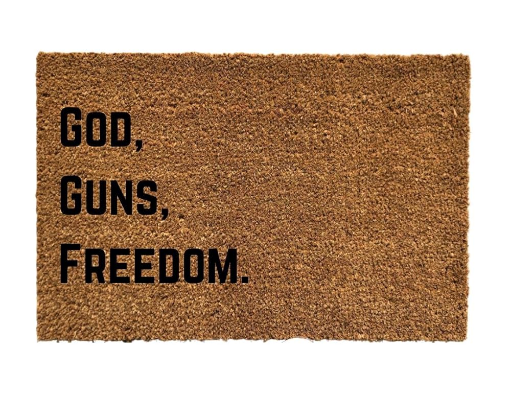 God, Guns, Freedom Doormat, Patriotic Door mat, America, I
