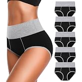 OLIKEME High Waisted Underwear for Women Tummy Control Cotton Plus Size Full Coverage Packs Ladies Panties Briefs